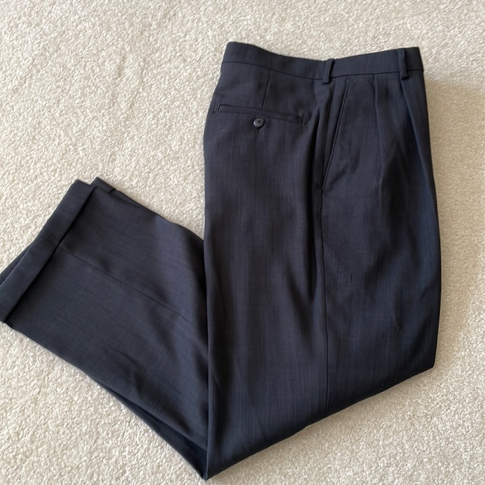 Men’s Claiborne Pleated Cuffed Dark Gray Dress Pants